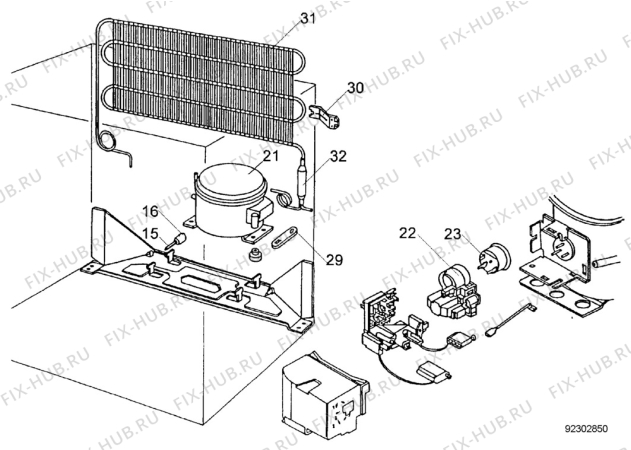 Взрыв-схема холодильника Zanussi ZFC70-1 - Схема узла Cooling system 017